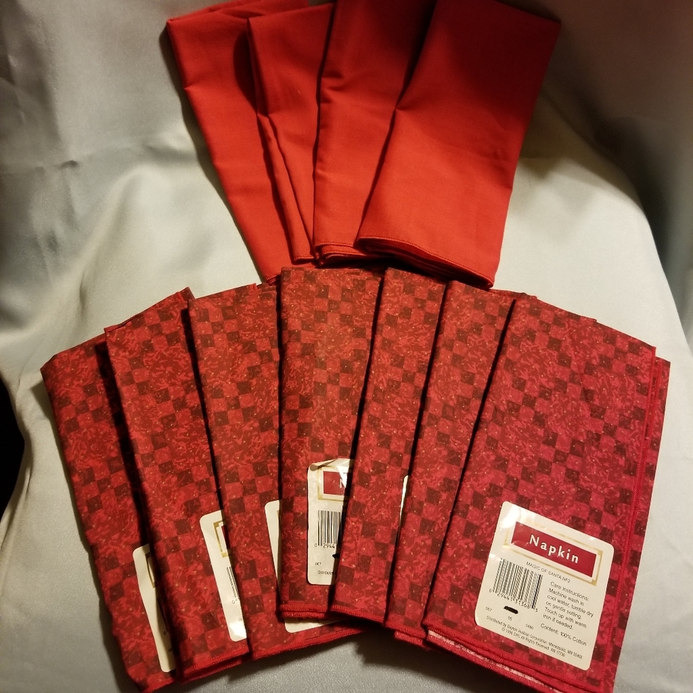 11 Vintage Red Cloth Napkins